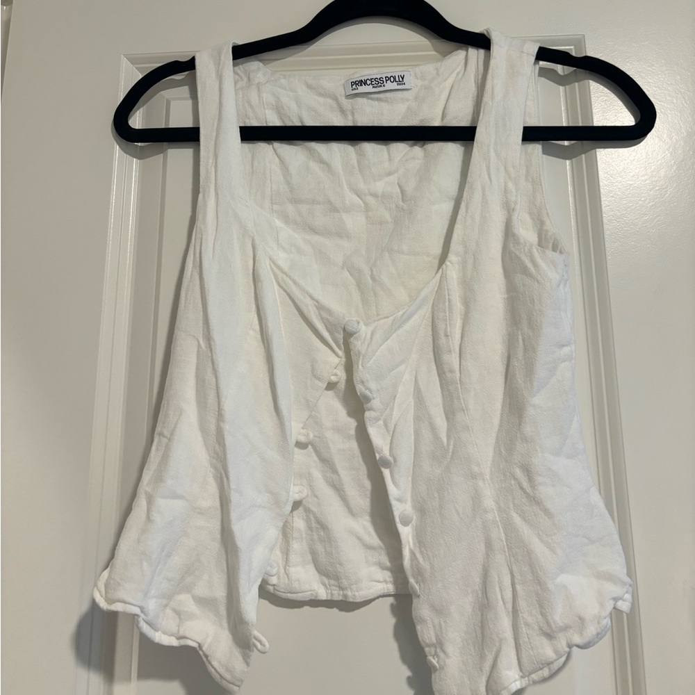 Princess Polly Ivory Button-Front Tank Top